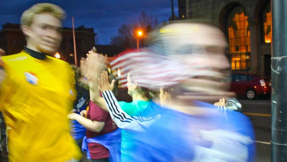 Run for Marathon victims last night in Cambridge, Mass.