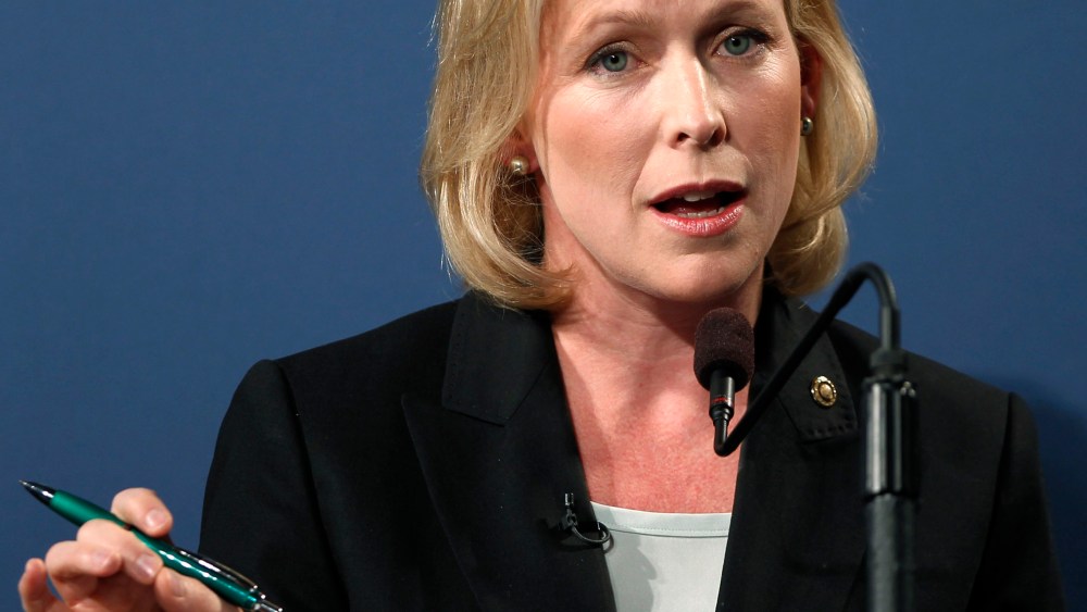 FILE - In this Oct. 21, 2010 file photo, Sen. Kirsten Gillibrand, D-N.Y., debates in Troy, N.Y.  Gillibrand was derided as a vulnerable flip-flopper when she was appointed to the Senate in 2009. Today, she is enjoying the afterglow of a winning her...