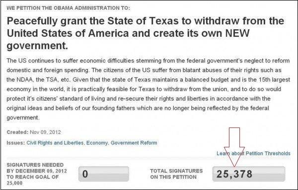 The petition from Texas has gotten enough signatures to qualify for White House consideration.