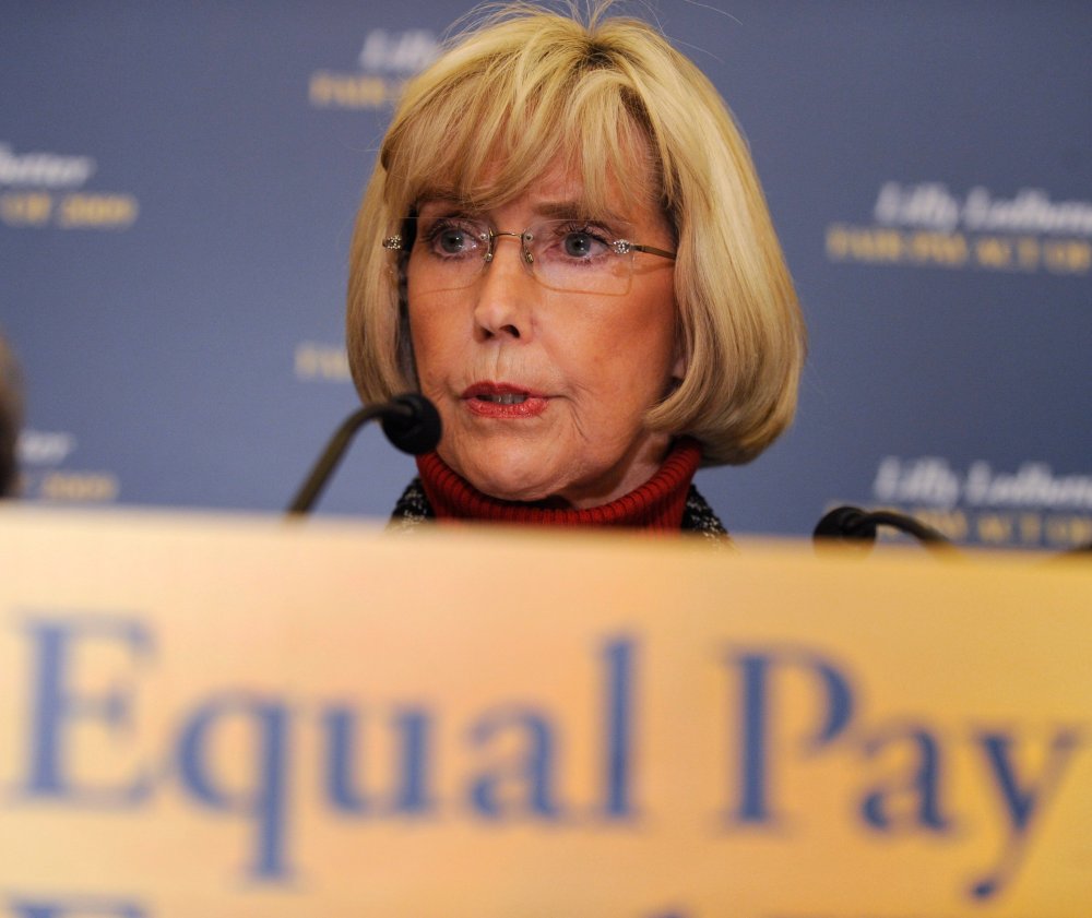 In this Jan. 22, 2009 file photo, Lilly Ledbetter speaks during a news conference on Capitol Hill in Washington. (AP Photo/Susan Walsh, File)