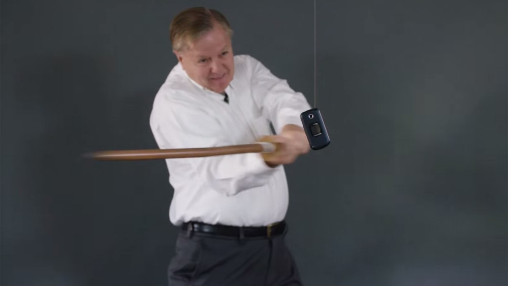 Scene from "How to Destroy Your Cell Phone With Sen. Lindsey Graham". (Photo by IJReview)