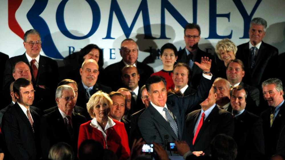 Republican presidential candidate former Massachusetts Gov. Mitt Romney, gestures during a speech at a fundraising event in Parsippany, N.J., Monday, Dec. 12, 2011.