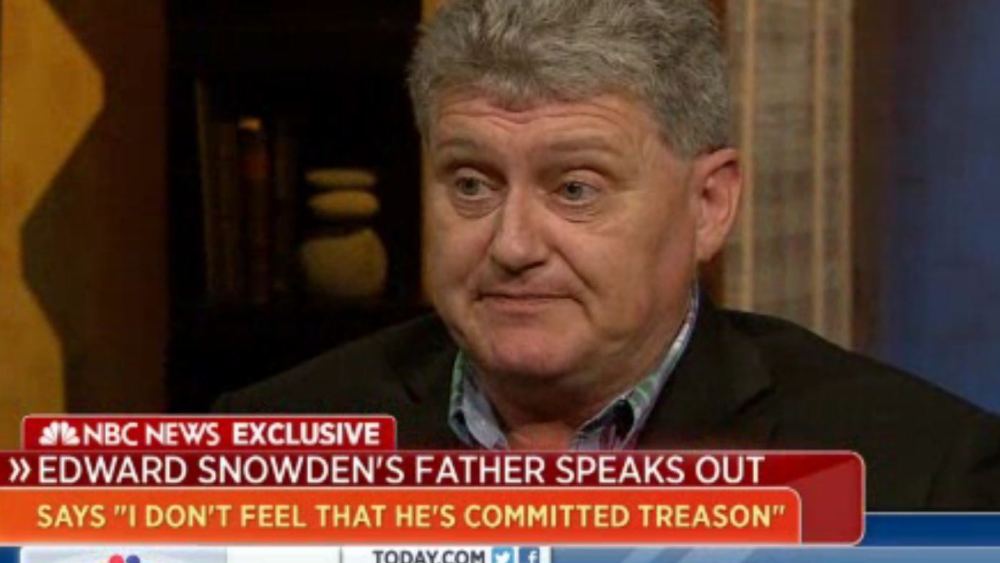 Lonnie Snowden, father of NSA leaker Edward Snowden, appears on the Today show Friday, June 28, 2013.