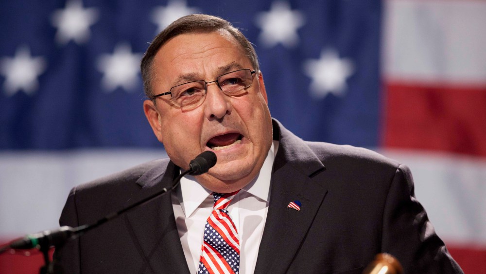 Gov. Paul LePage speaks at the Maine Republican Convention at the Augusta Civic Center in Augusta, Maine, Sunday, May 6, 2012.