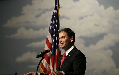 U.S. Sen. Marco Rubio, R-Fla., speaks during Iowa Gov. Terry Branstad's annual birthday fundraiser, Saturday, Nov. 17, 2012, in Altoona, Iowa. (AP Photo/Charlie Neibergall)