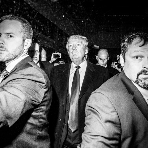 Donald Trump holds a news conference on March 21, 2016 at his hotel which is under construction in Washington, D.C. (Photo by Mark Peterson/Redux for MSNBC)