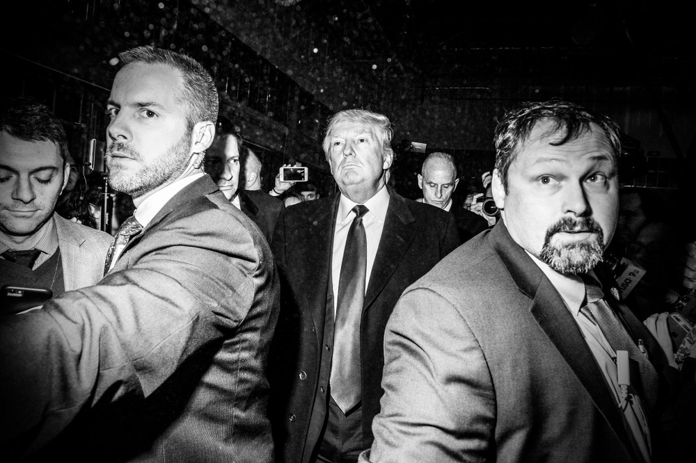 Donald Trump holds a news conference on March 21, 2016 at his hotel which is under construction in Washington, D.C. (Photo by Mark Peterson/Redux for MSNBC)