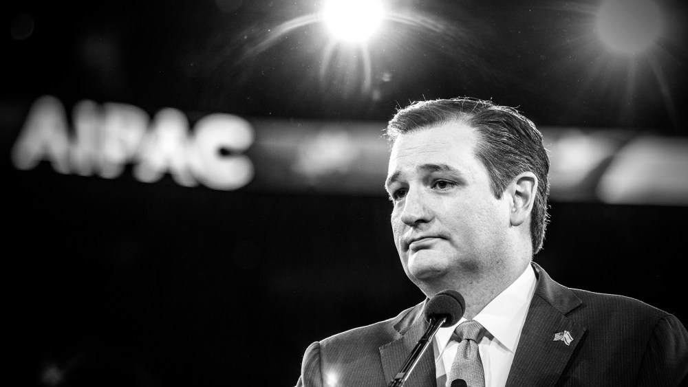 Republican presidential candidate Sen. Ted Cruz (R-Texas) addresses the annual policy conference of the American Israel Public Affairs Committee on March 21, 2016 in Washington, D.C. (Photo by Mark Peterson/Redux for MSNBC)