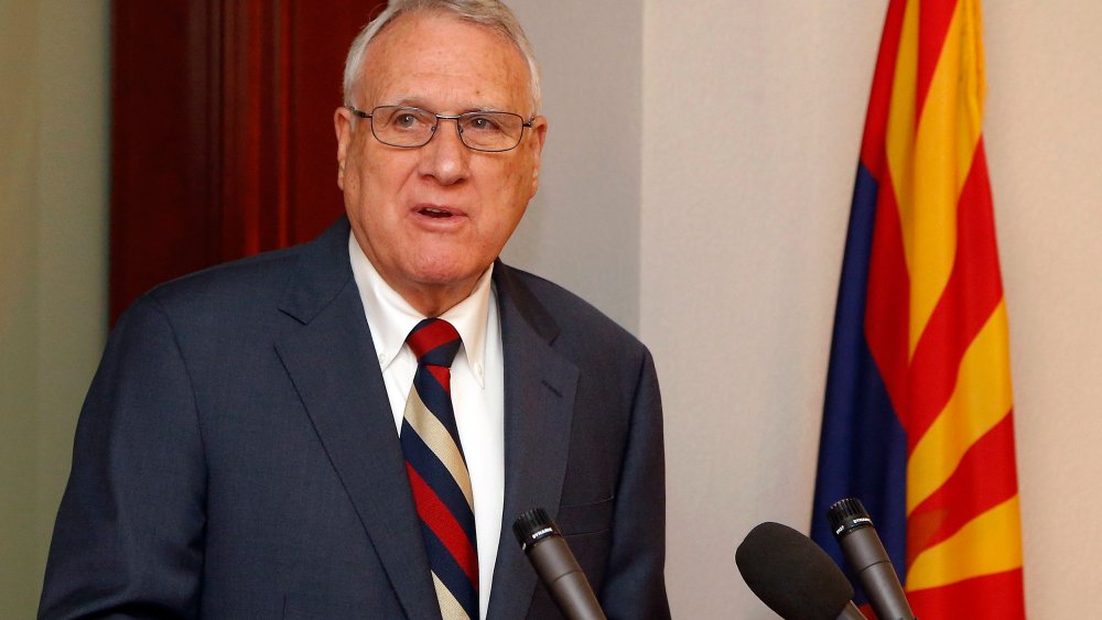 Former Sen. Jon Kyl, R-Ariz., answers a question after Gov. Doug Ducey, R-Ariz., announced the appointment of Kyl to fill Sen. John McCain's seat in the U.S. Senate at a news conference at the Arizona Capitol Tuesday, Sept. 4, 2018, in Phoenix.