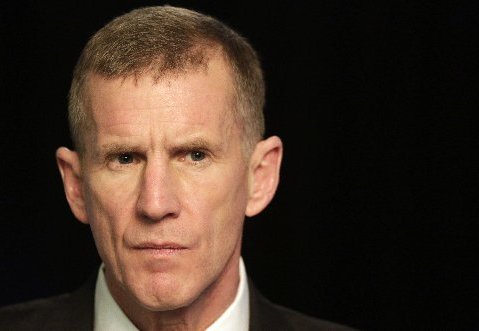 Retired Gen. Stanley McChrystal in January, while speaking with reporters. (AP Photo/Mark Lennihan)