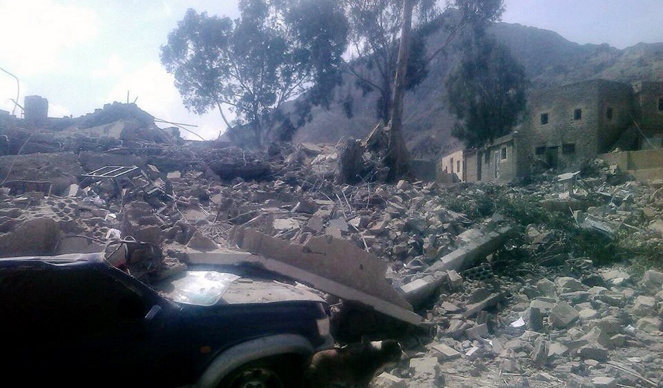 This image taken on Oct. 27, 2015 and released by Médecins Sans Frontières, shows the aftermath of an airstrike on a hospital in Saada province, Yemen. (Photo by Médecins Sans Frontières/AP)