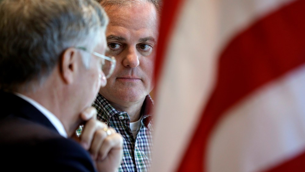 U.S. Sen. Mark Pryor prepares to speak at a campaign event in North Little Rock, Ark., Oct. 21, 2014.