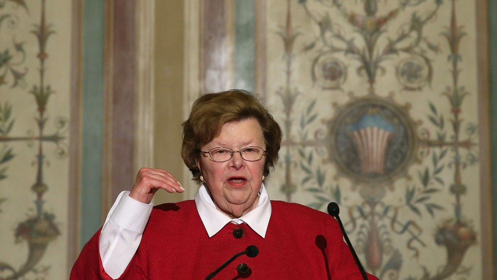 WASHINGTON, DC - MAY 22: Senate Appropriations Chairwoman Barbara Mikulski, D-Md., speaks during a news conference on Capitol Hill May 22, 2013 in Washington DC. The news conference was held to provide an update on efforts to eliminate the Veterans...