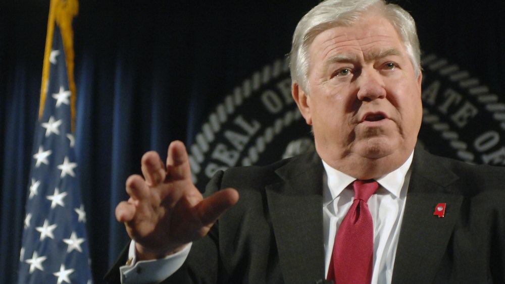 Former Mississippi Gov. Haley Barbour during a press conference at the Walter Sillers State Office Building in Jackson., Miss., Monday, Nov. 15, 2010.