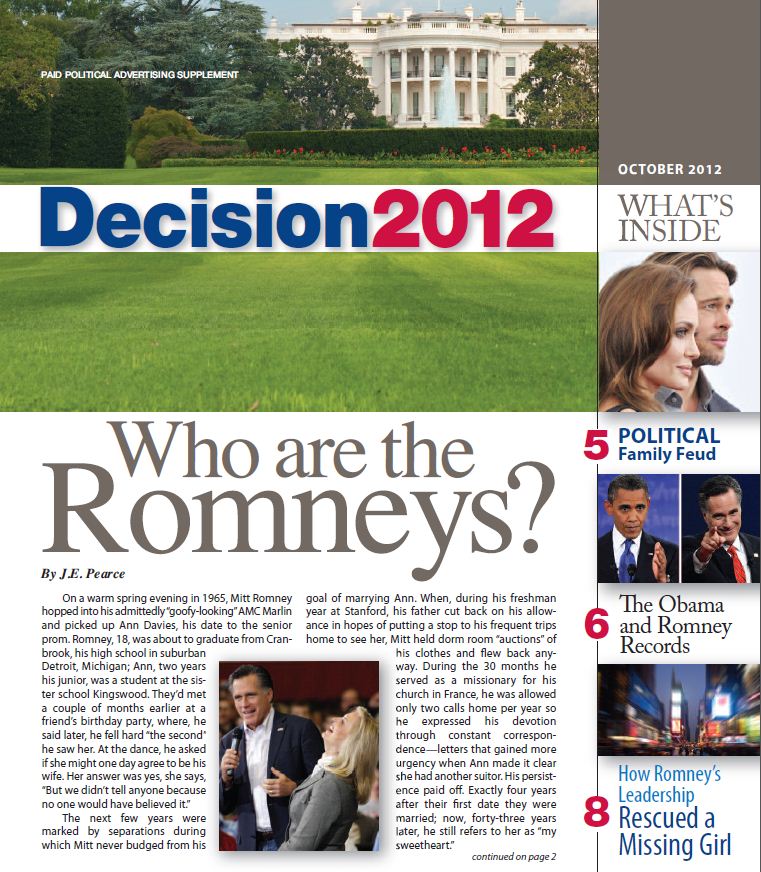 Pro-Romney Super PAC insert for Sunday newspapers in several swing-state cities. (Credit: Ending Spending Action Fund)