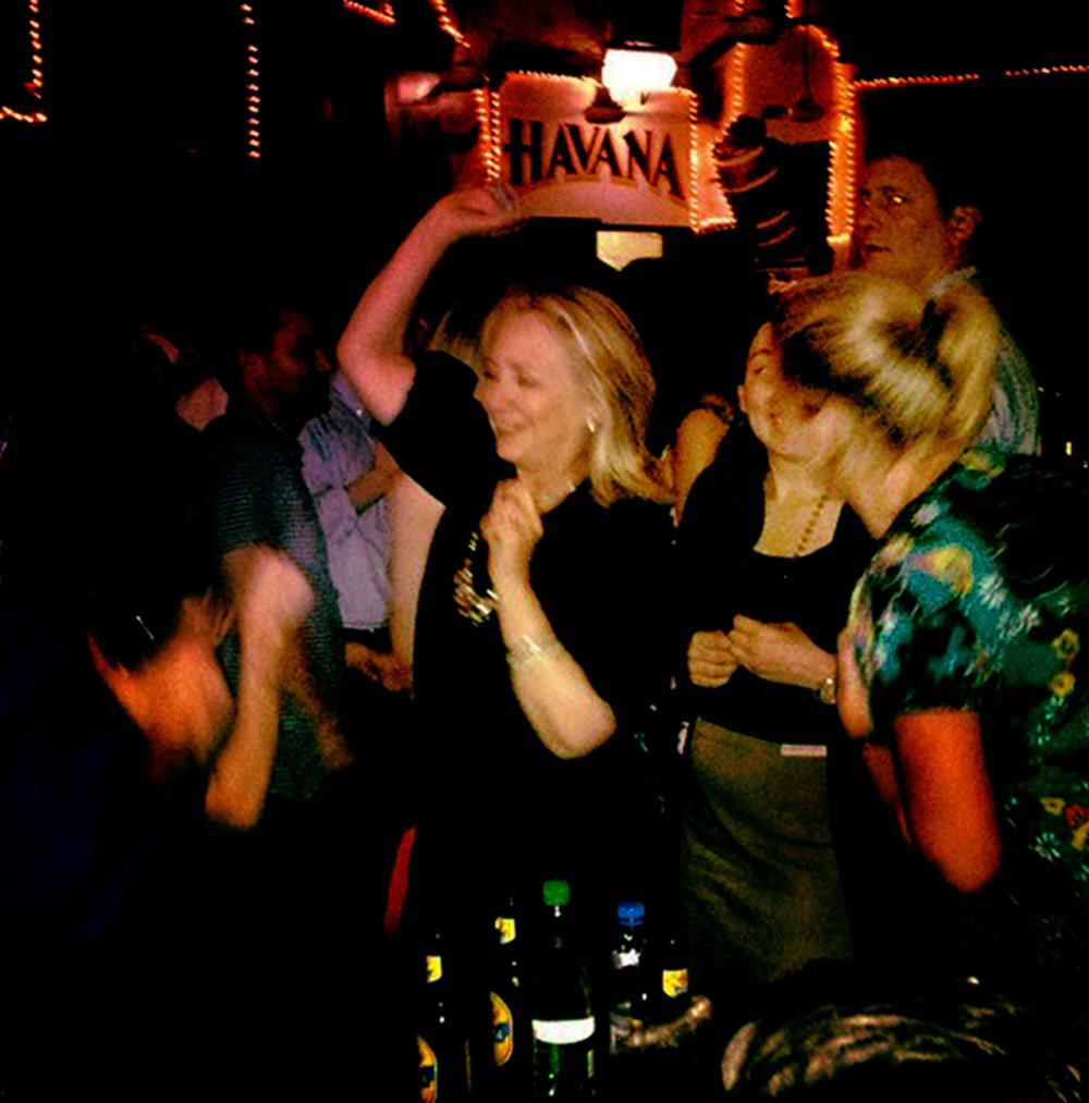 Secretary of State Hillary Clinton at Cafe Havana in Cartagena, Colombia on Sunday.