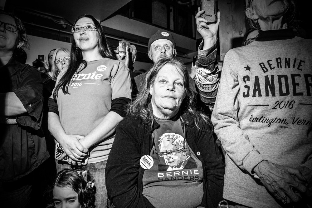 Supporters of Sen. Bernie Sanders at a rally for campaign workers in Ottumwa, Iowa, Jan, 28, 2016. (Photo by Mark Peterson/Redux for MSNBC)