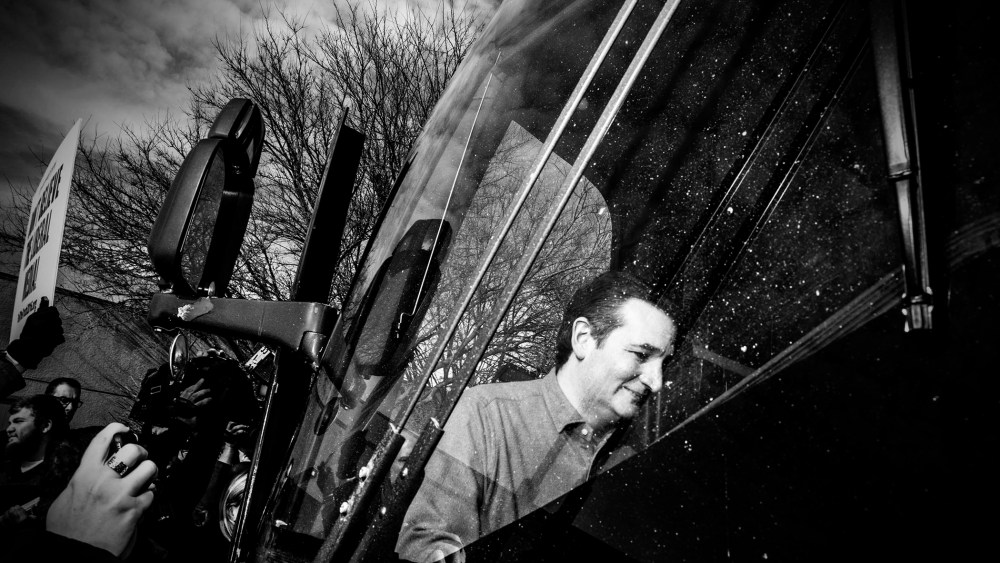 Senator Ted Cruz leaves his rally in Ames, Ia., Jan. 30, 2016. (Photo by Mark Peterson/Redux for MSNBC)