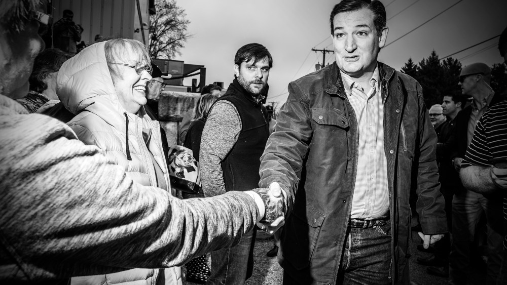 Republican presidential candidate Senator Ted Cruz makes a retail stop with Indiana Governor Mike Pence in Marion, Ind., on May 2, 2016. (Photo by Mark Peterson/Redux for MSNBC)