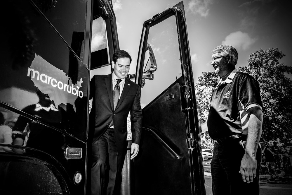 Senator Marco Rubio arrives for a press conference at Temple Beth EL in West Palm Beach, Fl., March 11, 2016. (Photo by Mark Peterson/Redux for MSNBC)