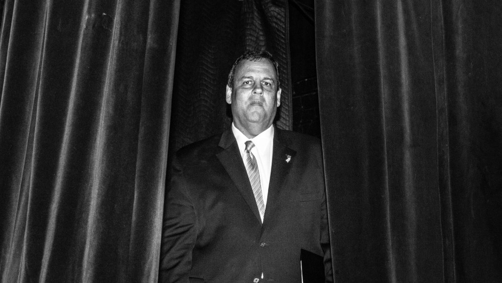 New Jersey Gov. Chris Christie waiting backstage before speaking at the Freedom Summit, Jan. 24, 2015, in Des Moines, Iowa. (Photo by Mark Peterson/Redux for MSNBC)