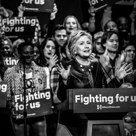 Hillary Clinton speaks at a rally at the Apollo Theatre in Harlem in New York, March 30, 2016. (Photo by Mark Peterson/Redux for MSNBC)