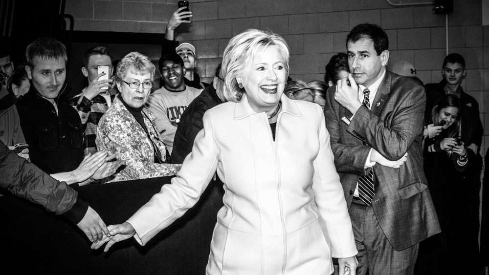 Hillary Clinton arrives at her rally in Des Moines, Ia., Jan. 29, 2016. (Photo by Mark Peterson/Redux for MSNBC)