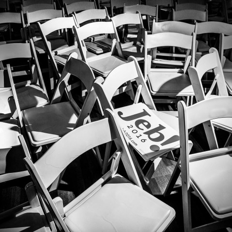 A sign supporting Republican presidential candidate Jeb Bush is left behind at a rally in Rock Hill, S.C., on Feb. 18, 2016. (Photo by Mark Peterson/Redux for MSNBC)