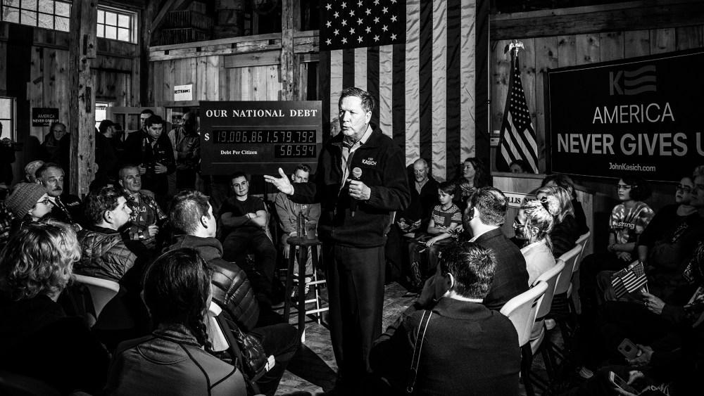 Gov. John Kasich holds a rally in Hollis, N.H. on Feb. 2, 2016. (Photo by Mark Peterson/Redux for MSNBC)