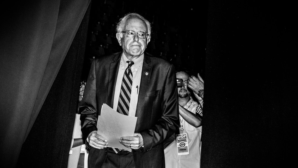 Democratic Presidential candidate Senator Bernie Sanders (I-VT) waits to take the stage during the New Hampshire Democratic Party State Convention on Sept. 19, 2015 in Manchester, N.H. (Photo by Mark Peterson/Redux for MSNBC)