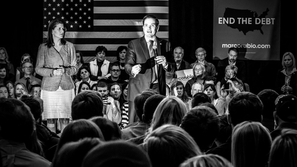 Marco Rubio at a rally in Columbia, S.C. on Feb. 19, 2016. (Photo by Mark Peterson/Redux for MSNBC)