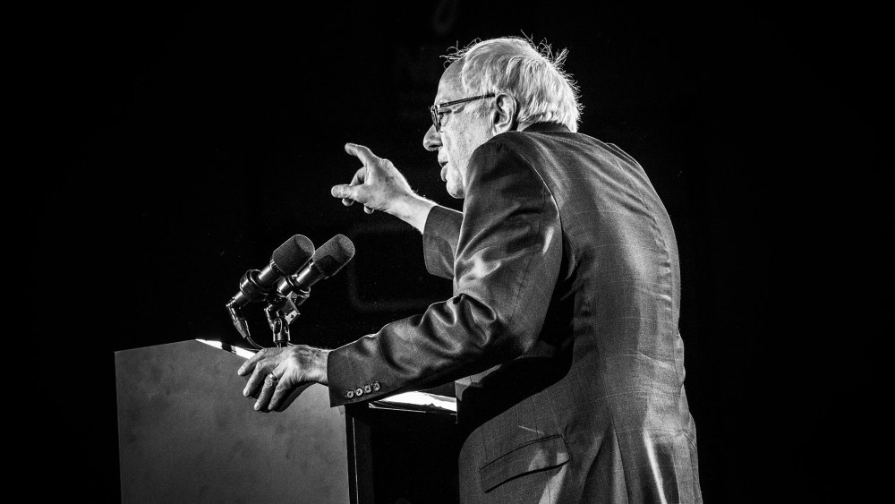 Senator Bernie Sanders speaks at a rally in Iowa City, Ia., Jan. 30, 2016. (Photo by Mark Peterson/Redux for MSNBC)