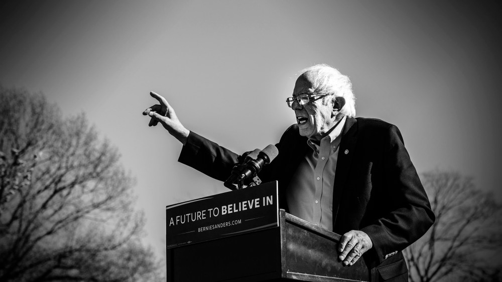 Senator Bernie Sanders speaks at rally in Prospect Park, Brooklyn, April 17, 2016. (Photo by Mark Peterson/Redux for MSNBC)