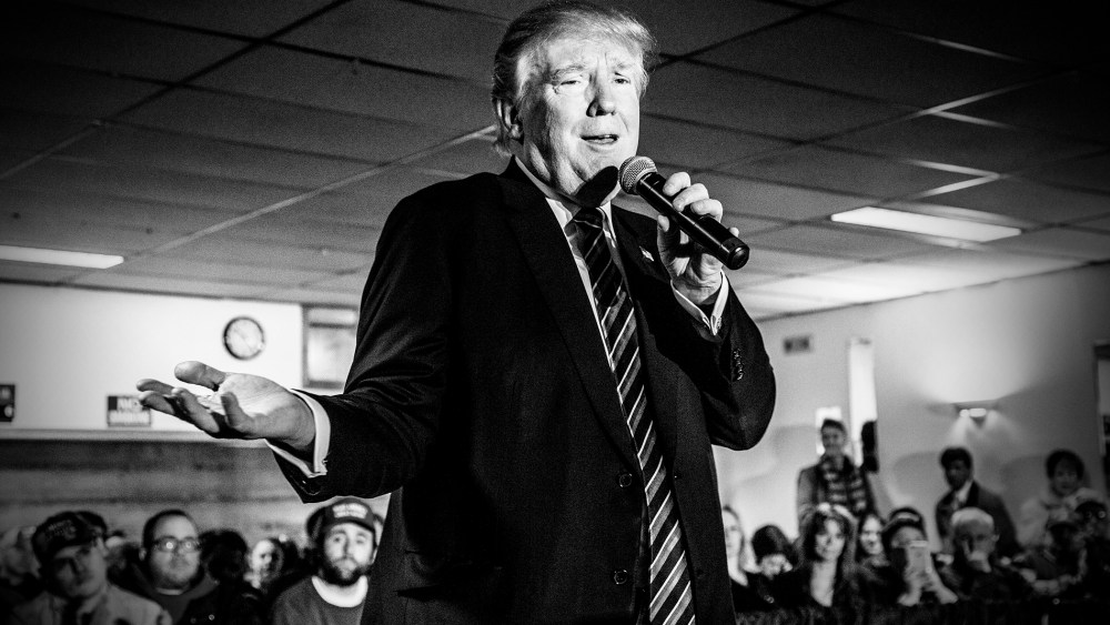 Donald Trump campaigns in N.H. on Feb. 8, 2016 ahead of the primary that will be held in the state on Tuesday. (Photo by Mark Peterson/Redux for MSNBC)