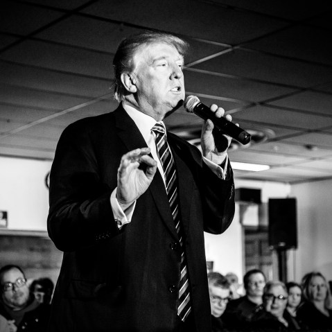 Republican presidential candidate Donald Trump speaks at an event at Elks Lodge in Salem, N.H., on Feb. 8, 2016. (Photo by Mark Peterson/Redux for MSNBC)