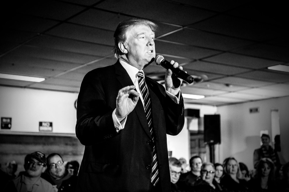 Republican presidential candidate Donald Trump speaks at an event at Elks Lodge in Salem, N.H., on Feb. 8, 2016. (Photo by Mark Peterson/Redux for MSNBC)