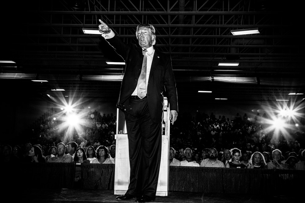 Republican presidential candidate Donald Trump gestures during a town hall event in Rochester, N.H., Sept. 17, 2015. (Photo by Mark Peterson/Redux for MSNBC)