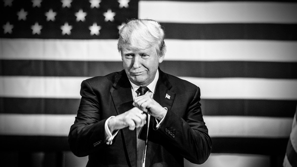 Donald Trump speaks at his event to raise money for veterans organizations in Des Moines, Iowa. (Photo by Mark Peterson/Redux for MSNBC)