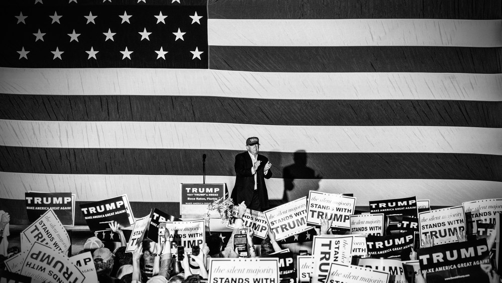 Republican presidential candidate Donald Trump is pictured at a rally in Boca Raton, Fla., on March 13, 2016. (Photo by Mark Peterson/Redux for MSNBC)