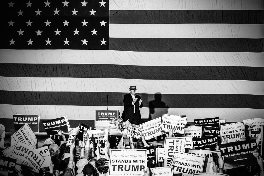Republican presidential candidate Donald Trump is pictured at a rally in Boca Raton, Fla., on March 13, 2016. (Photo by Mark Peterson/Redux for MSNBC)