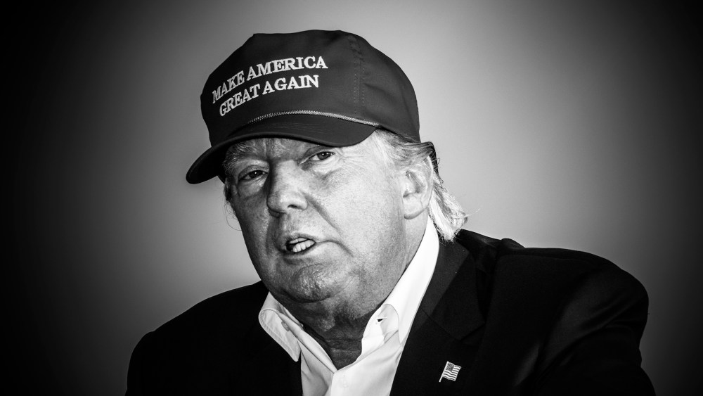 Donald Trump arrived in Southern California Tuesday evening for a campaign rally hosted by Veterans for a Strong America, just one day ahead of the second Republican presidential debate on Sept. 15, 2015. (Photo by Mark Peterson/Redux for MSNBC)