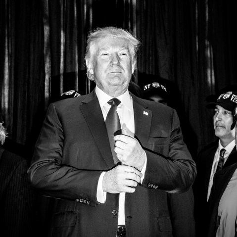 Donald Trump holds a press conference and then speaks at a lunch for the Staten Island GOP, April 17, 2016.