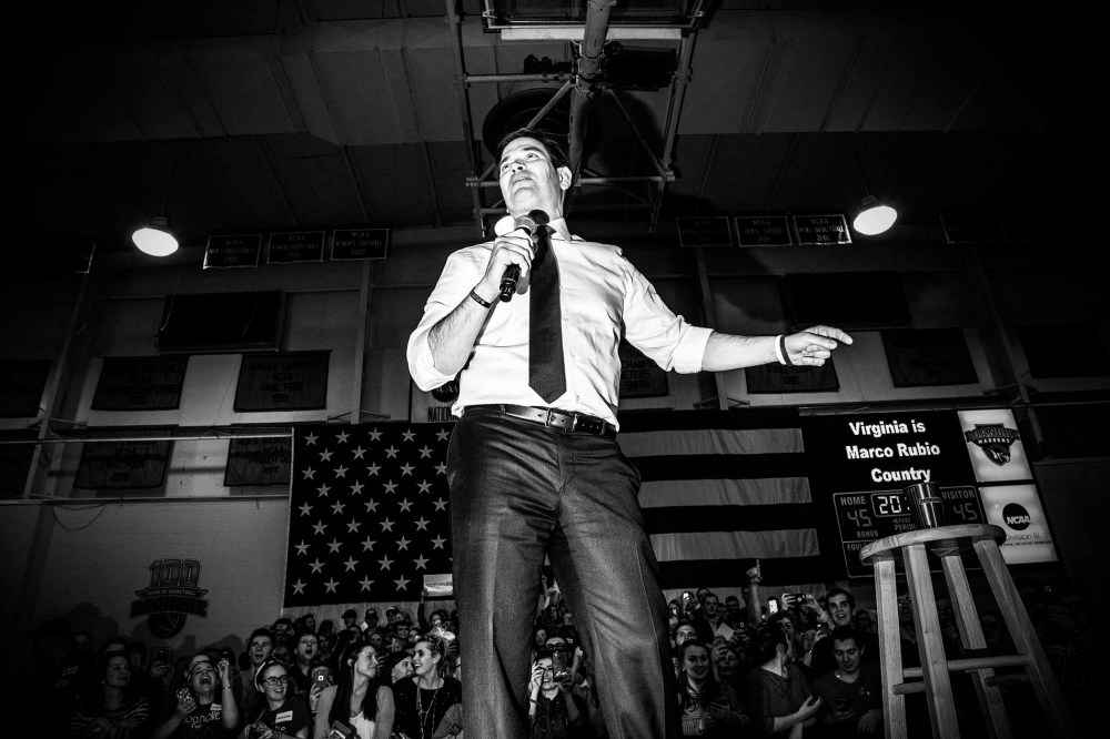 Sen. Marco Rubio holds a rally in Salem, Va., Feb. 28, 2016. (Photo by Mark Peterson/Redux for MSNBC)