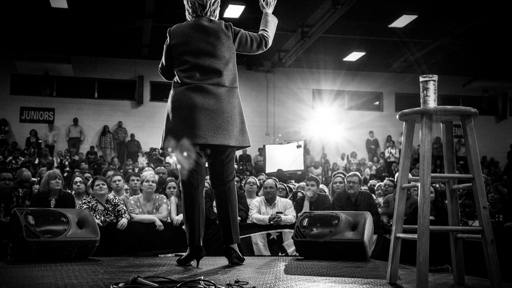 Democratic presidential candidate Hillary Clinton speaks during a rally in Norflk, Va., on Feb. 29, 2106. (Photo by Mark Peterson/Redux for MSNBC)