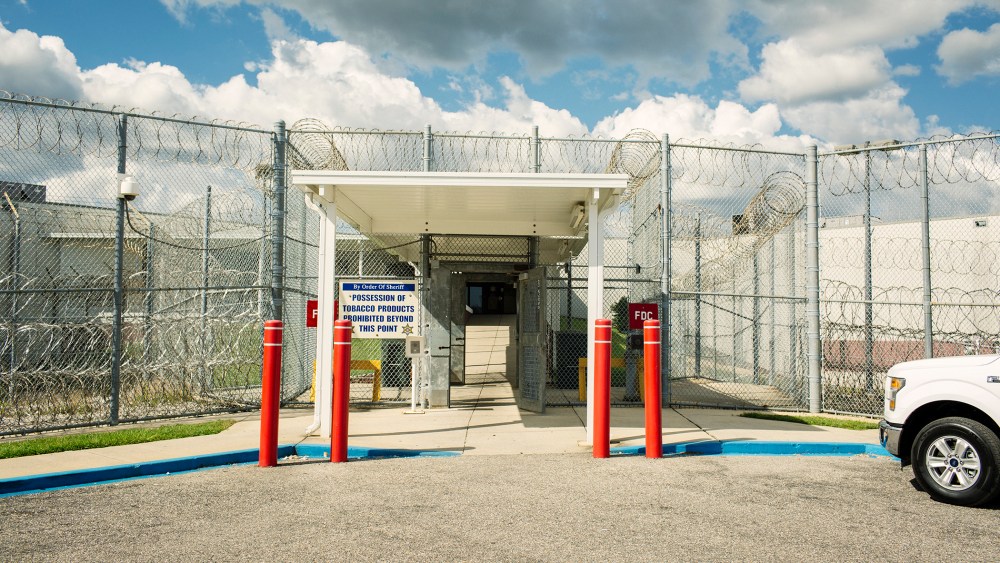 Entrance to the Harrison County Adult Detention Center in Gulfport where Qumotria Kennedy was illegally jailed for five days, and where Joseph Anderson was for illegally jailed for seven days. (Photo by William Widmer/ACLU)