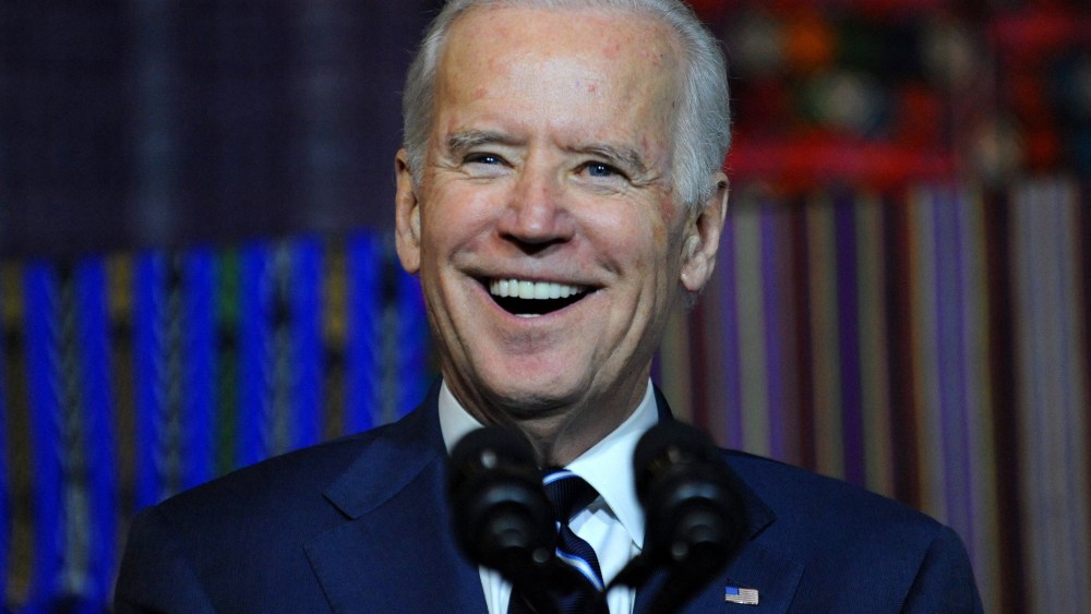 Vice-President Joe Biden smiles during a visit to the Ixchel Museum in Guatemala City on March 2, 2015.