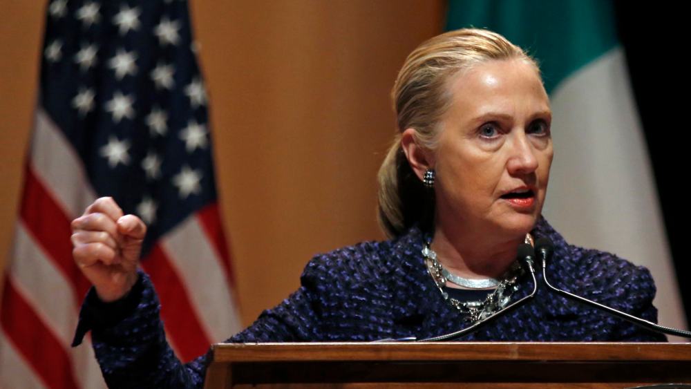 U.S. Secretary of State Hillary Clinton delivers a speech at Dublin City University in Ireland on December 6, 2012. (Photo by Kevin Lamarque/Reuters)