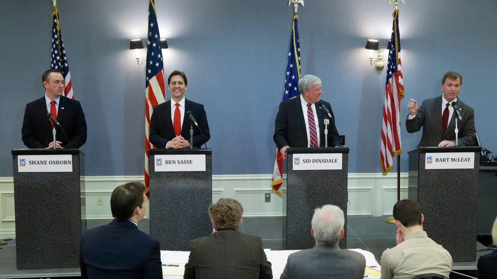 Nebraska Republican Senate candidate, former State Treasurer Shane Osborn participates in a debate in Omaha, Neb., Tuesday, March 11, 2014.