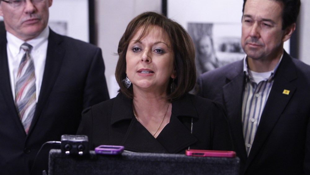 Governor Susana Martinez holds a press conference at her office to address the end of the 2013 Legislative Session on Saturday, March 16, 2013.