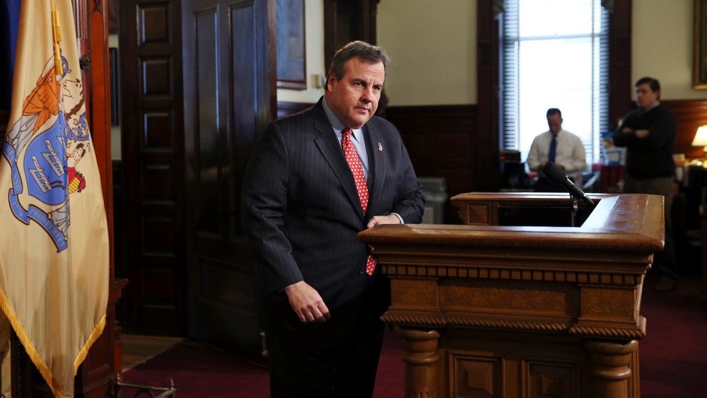 New Jersey Gov. Chris Christie addresses members of the media at The Statehouse, Jan. 11, 2016, in Trenton, N.J. (Photo by Mel Evans/AP)